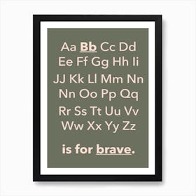 Abc Alphabet Brave Children's Sage Art Print