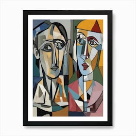 Portrait Of Two Women Style Abstract Art Print