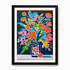 Colorful Flowers In A Vase 1 Art Print