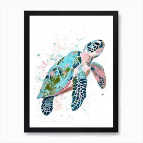 Sea Turtle Glass Printing Wall Art | sea life canvas wall art-Natural