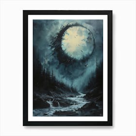 Dark Forest Bichromatic, Surrealism, Impressionism Art Print