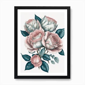 Pink And White Roses Painting (28) Art Print