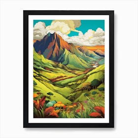 Rainbow Mountain Peru 1 Vintage Travel Illustration Art Print