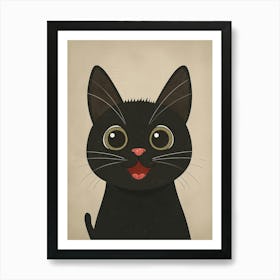 Cute Black Cat Art Print