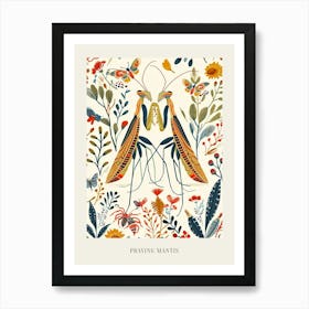 Colourful Insect Illustration Praying Mantis 11 Poster Art Print