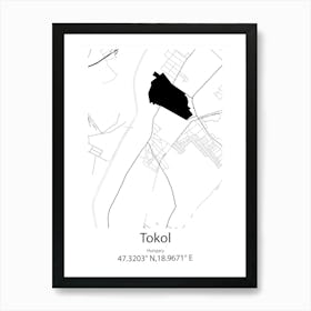 Tokol,Hungary Minimalist Map Art Print