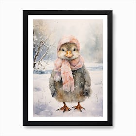 Winter Duckling With Scarf Painting 3 Art Print
