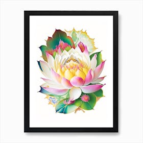 Sacred Lotus Decoupage 4 Art Print