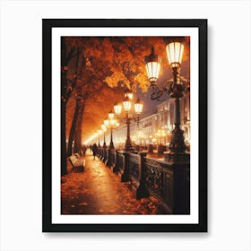 Street Lamp In Autumn 1 Art Print