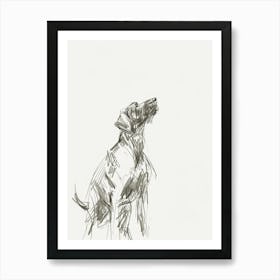 German Wirehaired Pointer Dog Charcoal Line 4 Art Print