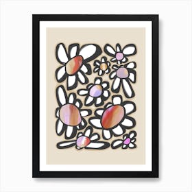 Bold Flowers Red Pink Art Print