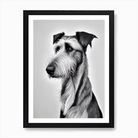 Irish Wolfhound B&W Pencil Dog Art Print