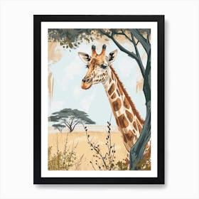 Giraffe Under The Acacia Tree 2 Art Print