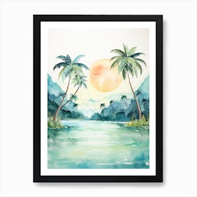 Watercolour Of Bora Bora   French Polynesia 2 Art Print