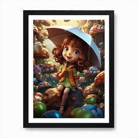 Little Girl With Umbrella Art Print