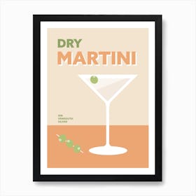 Martini Cocktail Colourful Retro Wall Art Print