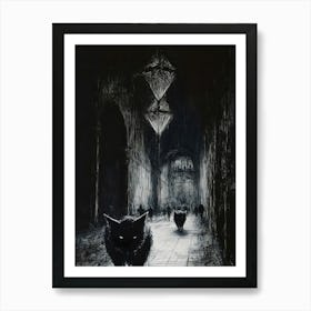 Cat In The Dark Art Print