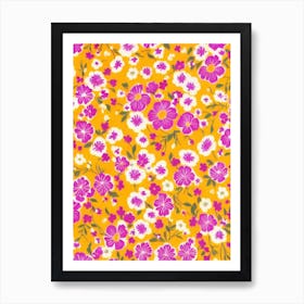 Lilac Floral Print Warm Tones1 Flower Art Print