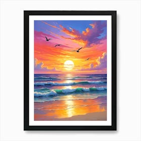 Sunset At The Beach 12 Art Print