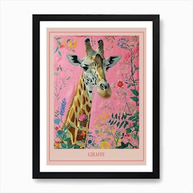 Floral Animal Painting Giraffe 4 Poster Art Print