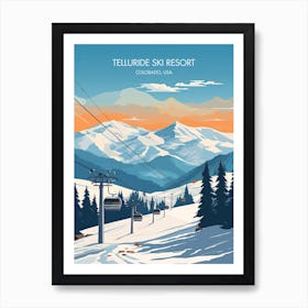 Poster Of Telluride Ski Resort   Colorado, Usa, Ski Resort Illustration 1 Art Print