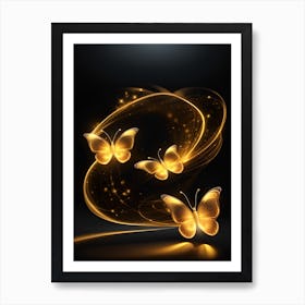 Golden Butterflies 3 Art Print