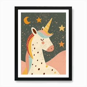 Pastel Peach Mustard Unicorn With The Stars Poster