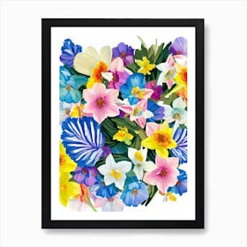 Daffodils Modern Colourful Flower Art Print