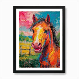 Horse In A Field Art Print