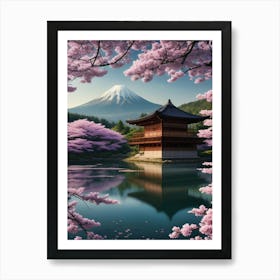 Cherry Blossoms In Spring Cherry Blossoms Mount Fuji Japan 1 Art Print