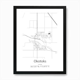 Okotoks,Canada Minimalist Map Art Print