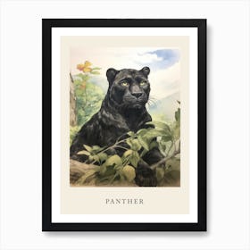 Beatrix Potter Inspired  Animal Watercolour Panther 1 Art Print