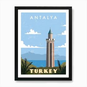 Antalya, Turkey — Retro travel minimalist poster Art Print