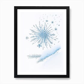 Frost, Snowflakes, Pencil Illustration 1 Art Print