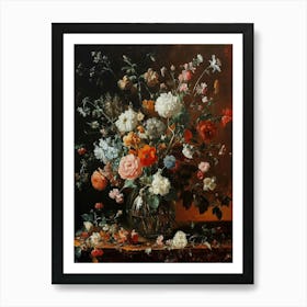 Baroque Floral Still Life Everlasting Flowers 1 Art Print