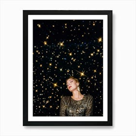 A Cosmic Scene Capturing The Night Sky Aglow With Glittering Stars And A Dusting Of Sparkling Galaxi Art Print