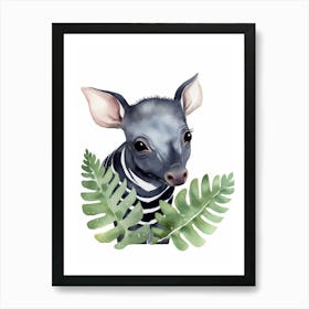 Watercolour Jungle Animal Malayan Tapir 4 Art Print