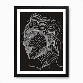 Simplicity Black And White Lines Woman Abstract 1 Art Print
