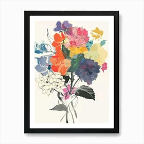 Hydrangea 4 Collage Flower Bouquet Art Print