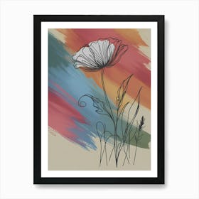 Poppy Stem Abstract Line Art Art Print