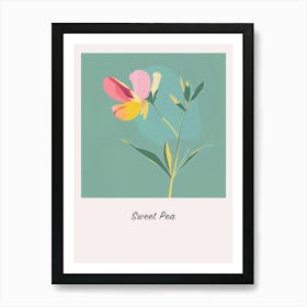 Sweet Pea 3 Square Flower Illustration Poster Art Print