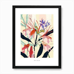 Colourful Flower Illustration Poster Bee Balm 1 Art Print