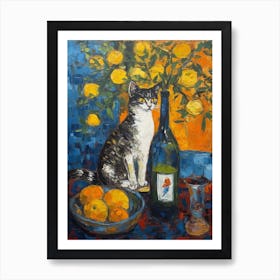 Still Life Of Bouvardia With A Cat 1 Art Print