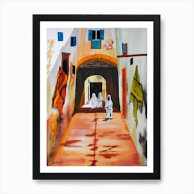 painting water color Street In Morocco Art Print