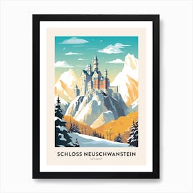 Vintage Winter Travel Poster Schloss Neuschwanstein Germany 1 Art Print