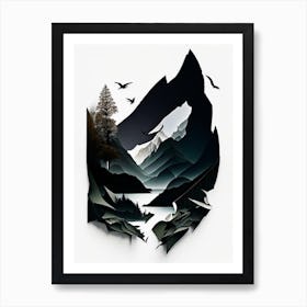 Fiordland National Park New Zealand Cut Out Paper Art Print