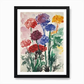 Carnations Flower Illustration 2 Art Print
