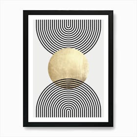 Circles lines and gold 10 Art Print