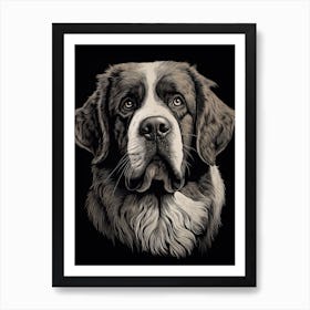 Saint Bernard Dog, Line Drawing 3 Art Print