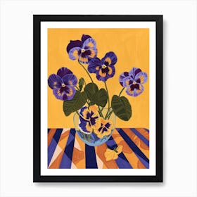 Pansy Flowers On A Table   Contemporary Illustration 4 Art Print